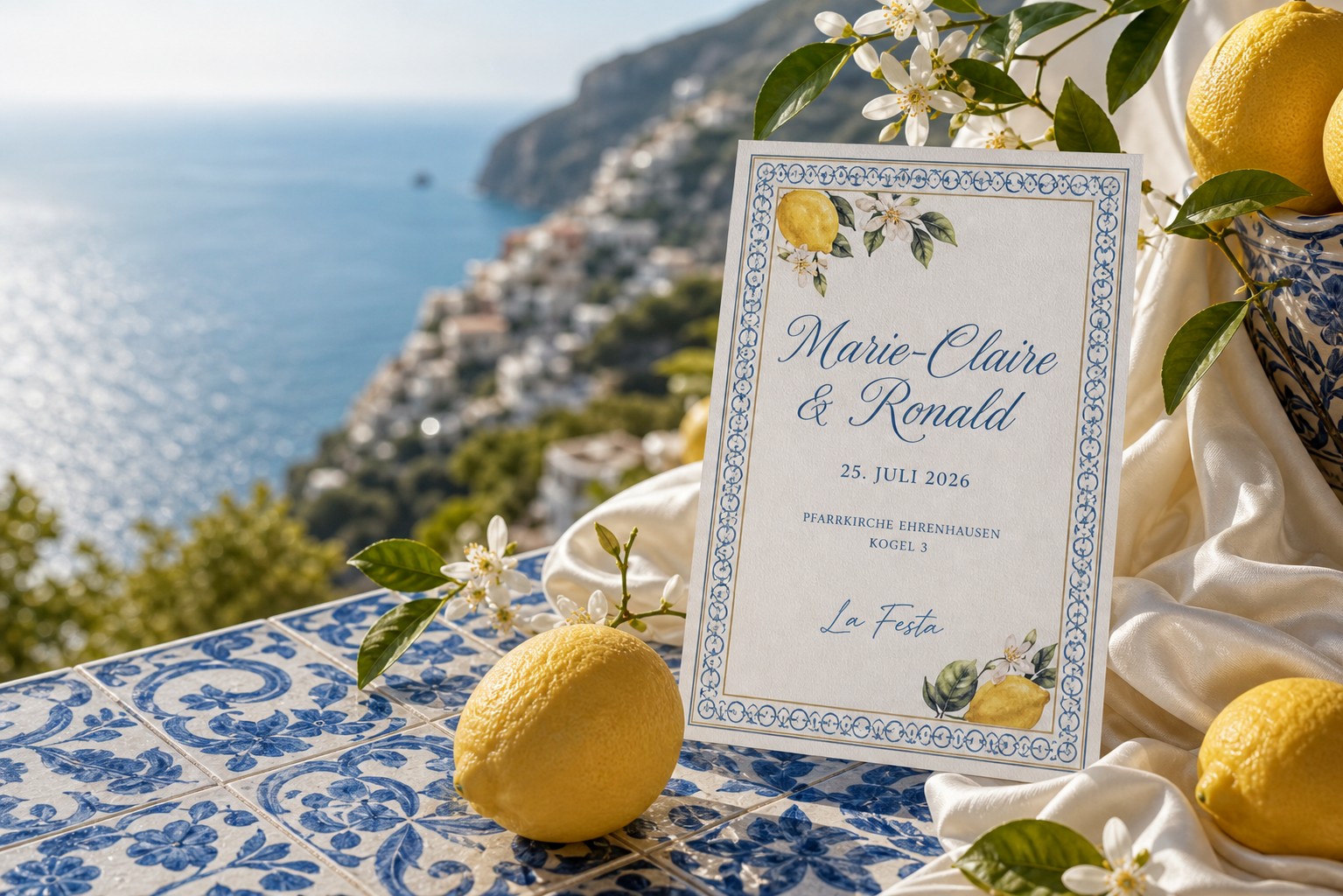 Einladung von Marie-Claire und Ronald als Amalfi-Mockup